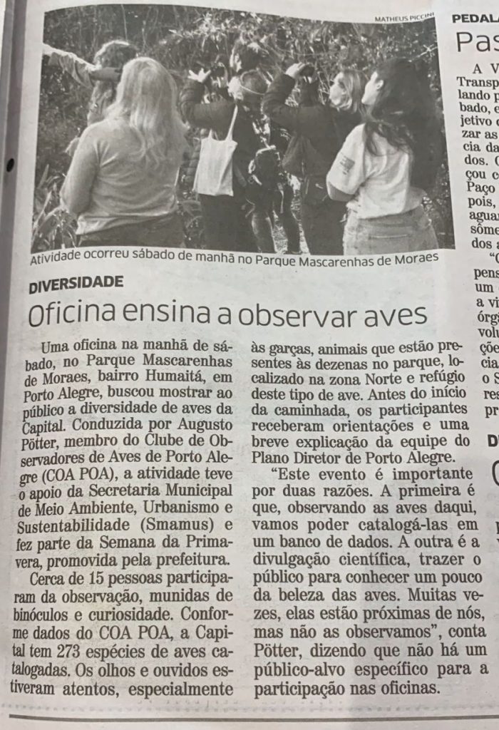 Noticia no Correio do Povo